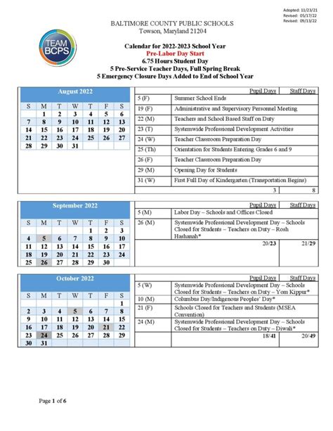 Bcpss Calendar 2022 23